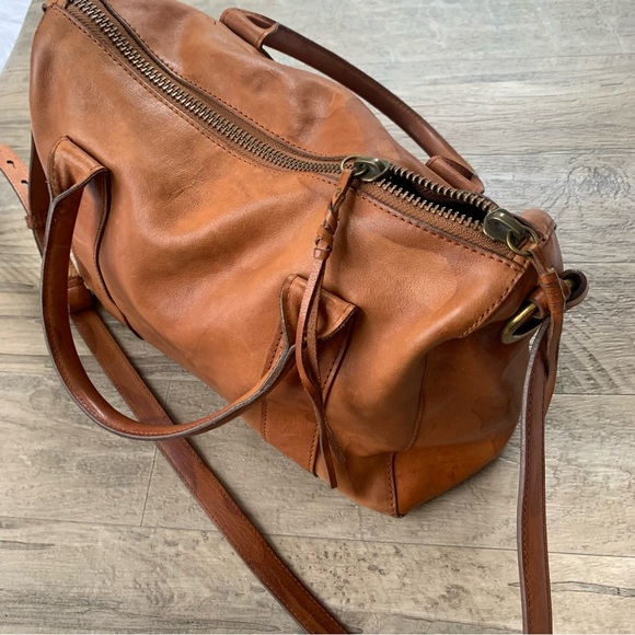 Madewell Prague Satchel Leather Tan Crossbody Bag Water Stains - Picture 11 of 16